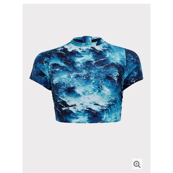 NEW Torrid 4 Swim Wireless Rash Guard Crop Ocean - Picture 7 of 11